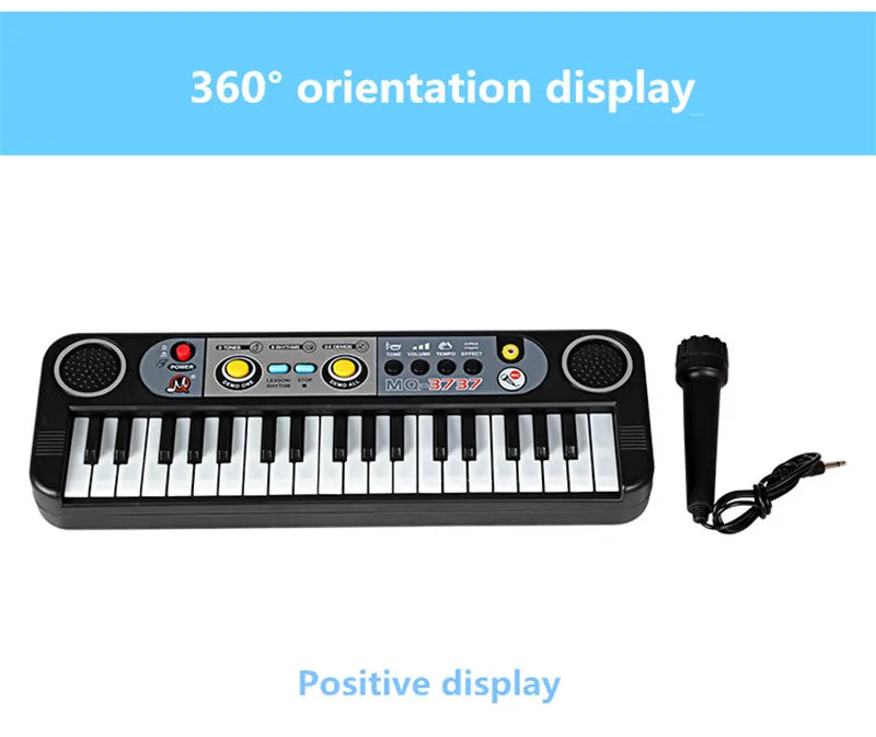 Mini 37-Key Kids Piano Keyboard with Microphone - Educational Musical Instrument for Children