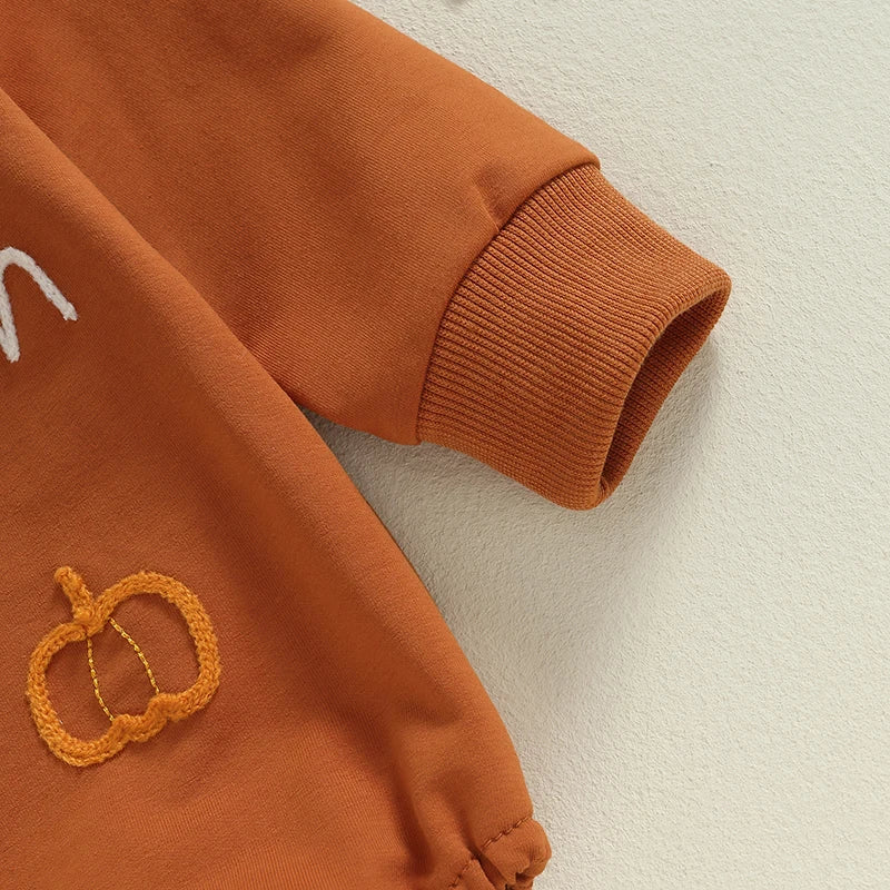 Adorable Infant Halloween Romper with Pumpkin Design - Long Sleeve Oversized Outfit for Baby Girls and Boys