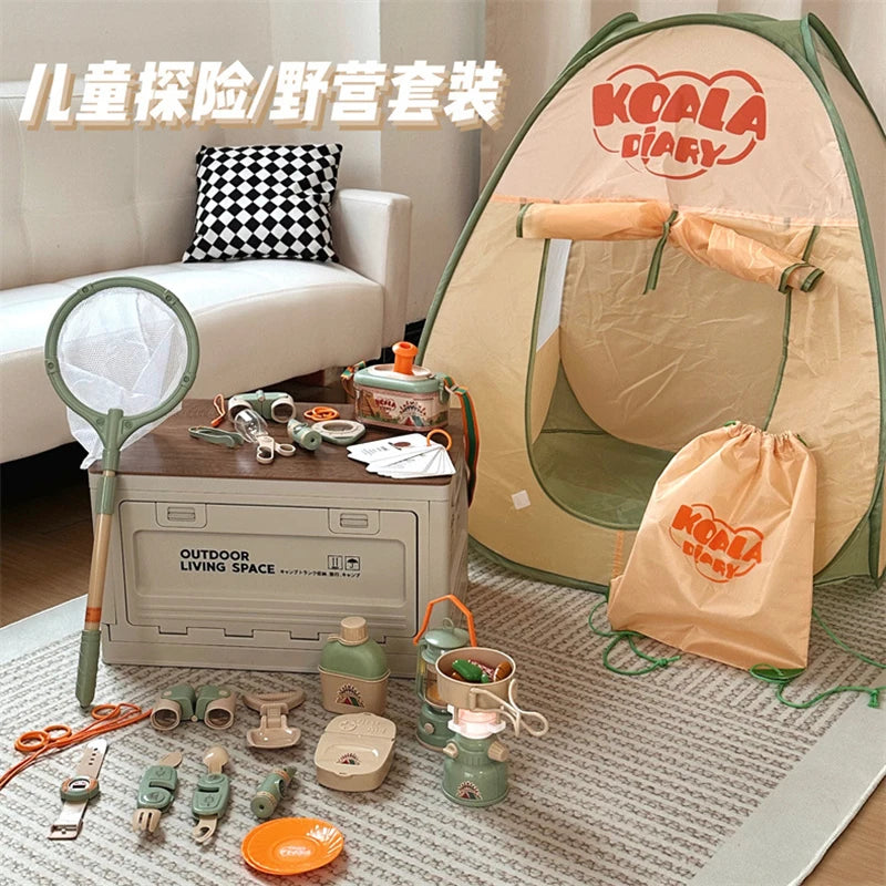 Kids Outdoor Adventure Camping Play Set - Tent, BBQ, Kitchen & Nature Exploration Toys for Toddlers and Children
