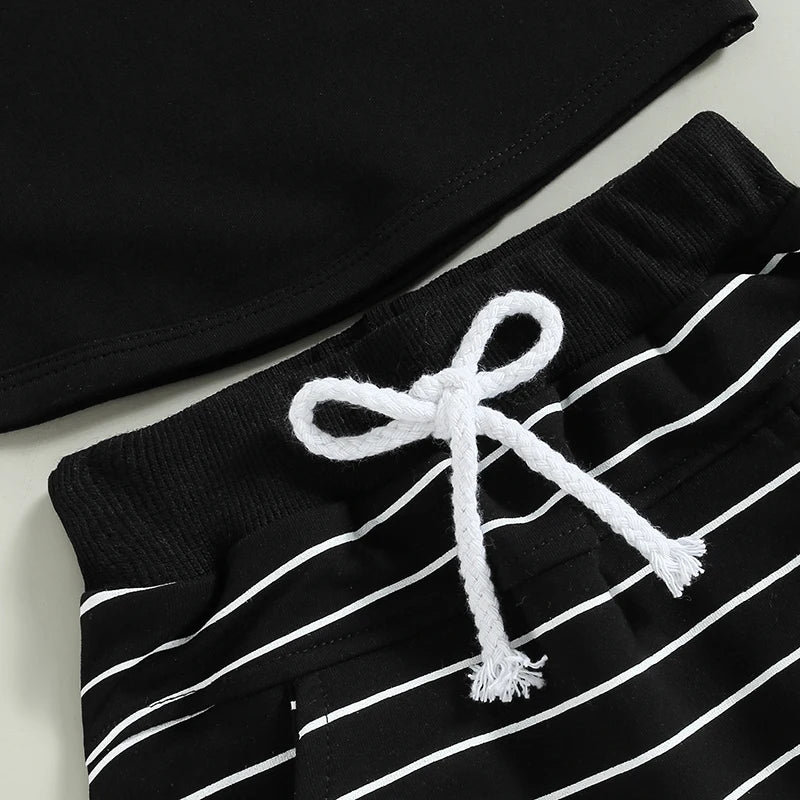 Toddler Summer Boys' Striped Tank Top and Shorts Set for Beach Fun