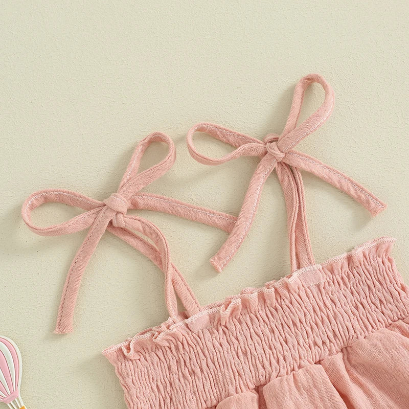 Summer Casual 2-Piece Outfit for Baby Girls: Sleeveless Camisole and Ripped Denim Shorts Set