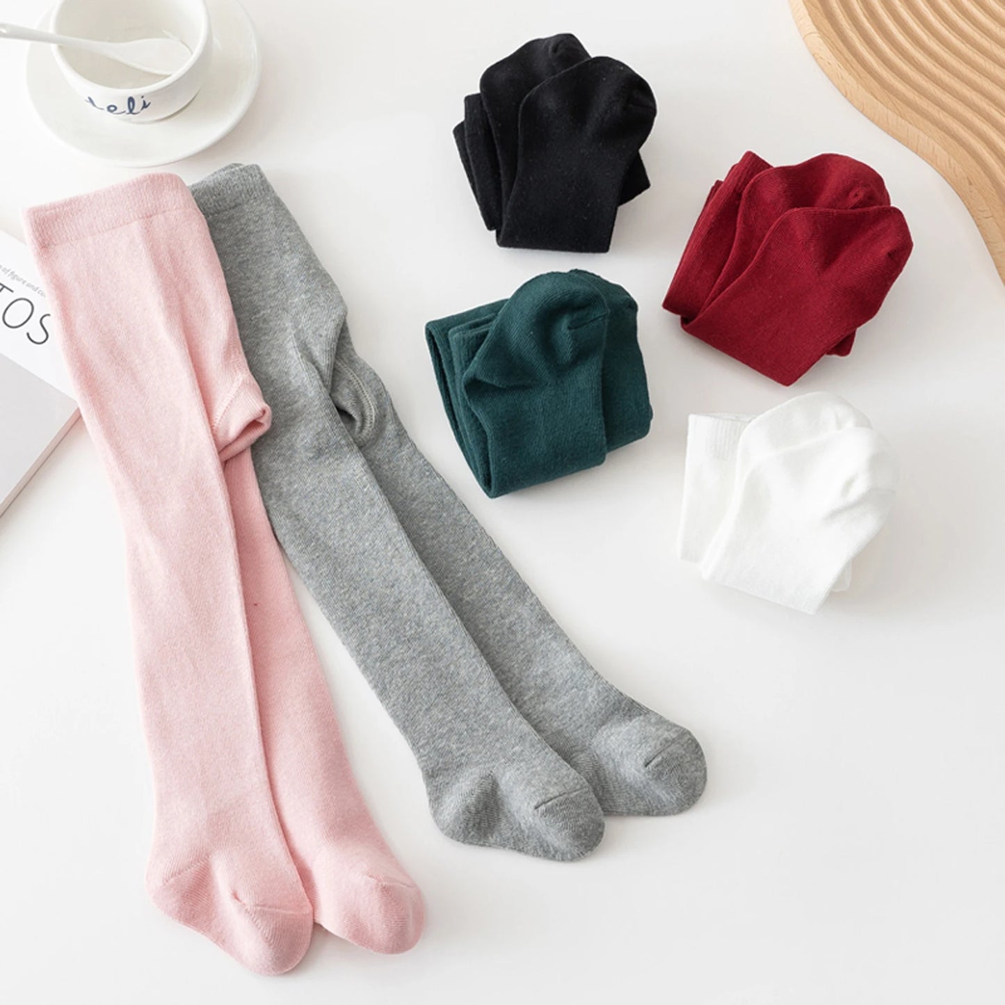 Toddler Girls Soft Cotton Blend Pantyhose - Casual Solid Color Tights for Infants