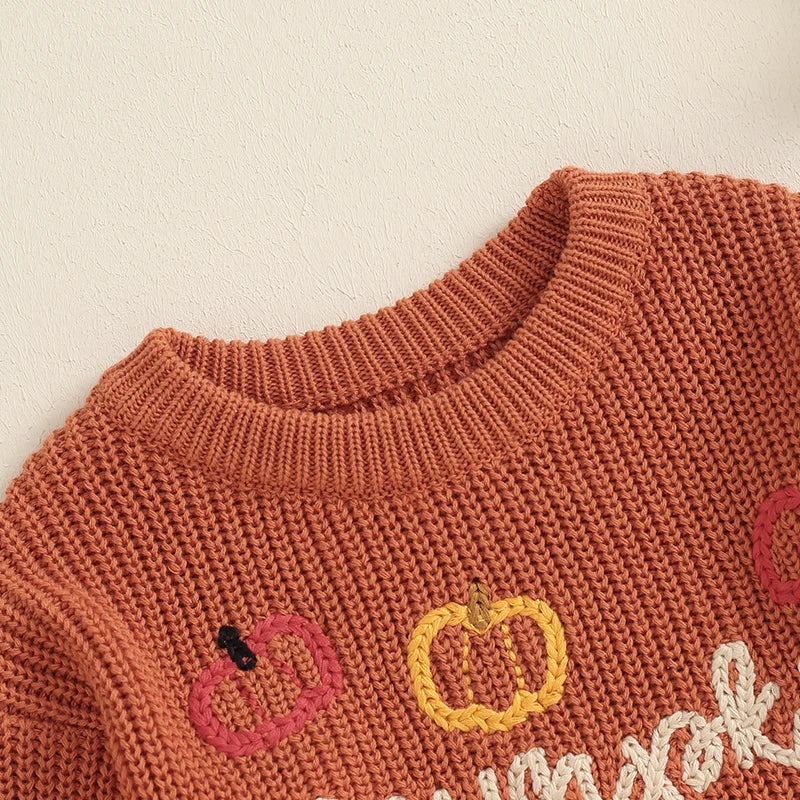 Adorable Pumpkin Print Sweater Romper for Babies - Long Sleeve Chunky Knit Halloween Outfit for Newborns and Infants