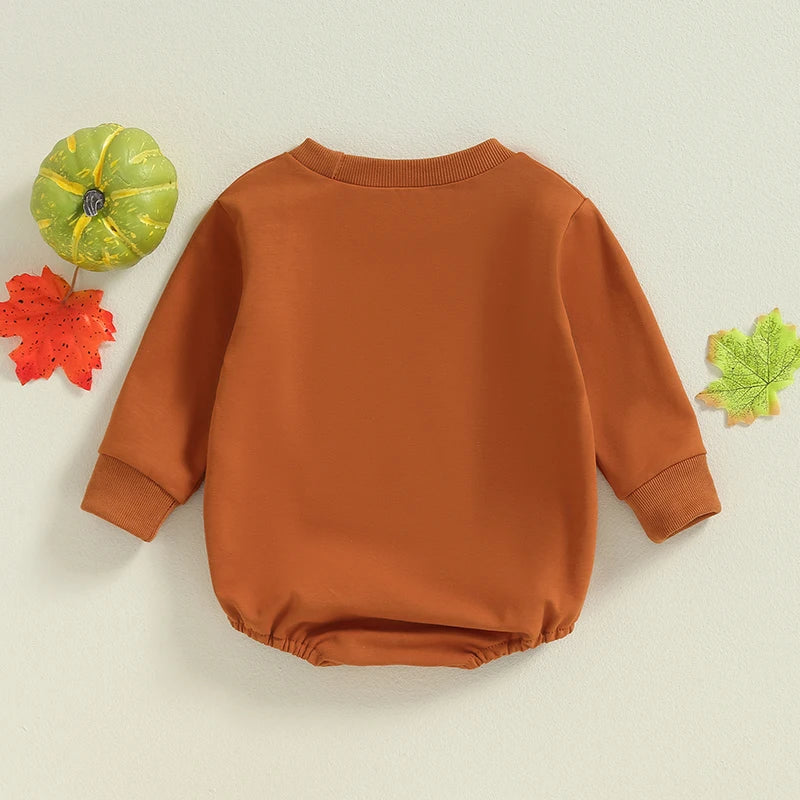 Adorable Infant Halloween Romper with Pumpkin Design - Long Sleeve Oversized Outfit for Baby Girls and Boys