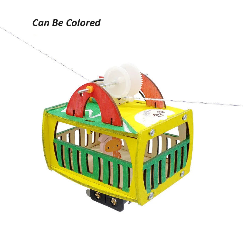 STEM DIY Wooden Cable Car Model Kit for Kids - Fun Educational Puzzle and Science Experiment Tool