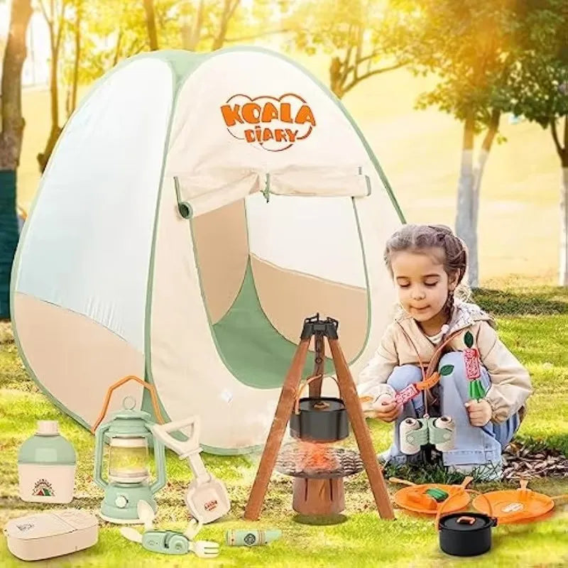 Kids Outdoor Adventure Camping Play Set - Tent, BBQ, Kitchen & Nature Exploration Toys for Toddlers and Children