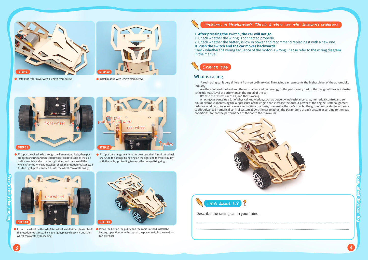 STEM-Focused DIY Wooden Car Model Kit for Kids - Engaging Educational Puzzle and Science Experiment Tool