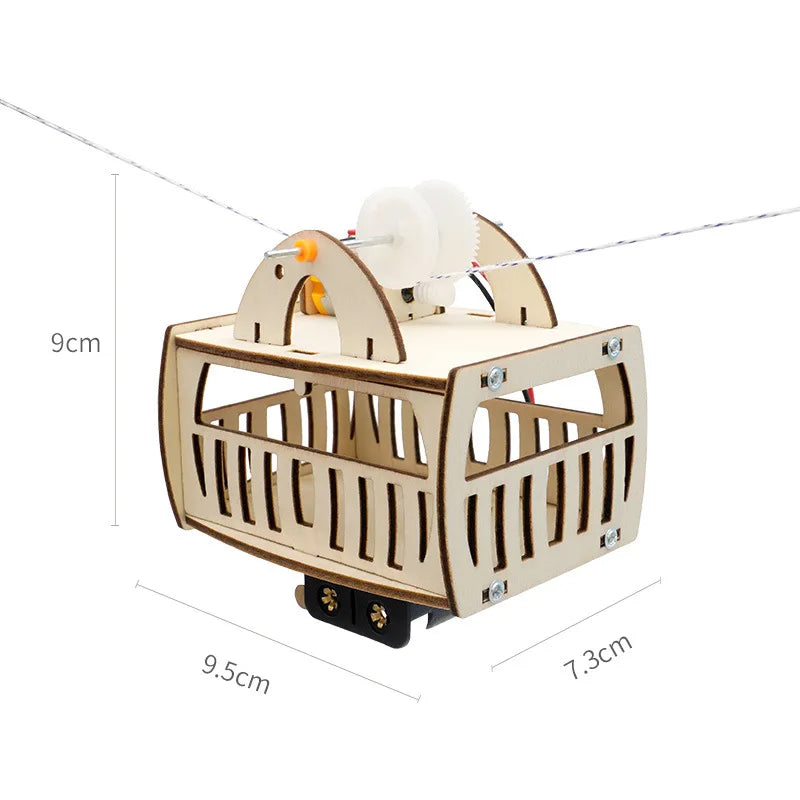 STEM DIY Wooden Cable Car Model Kit for Kids - Fun Educational Puzzle and Science Experiment Tool