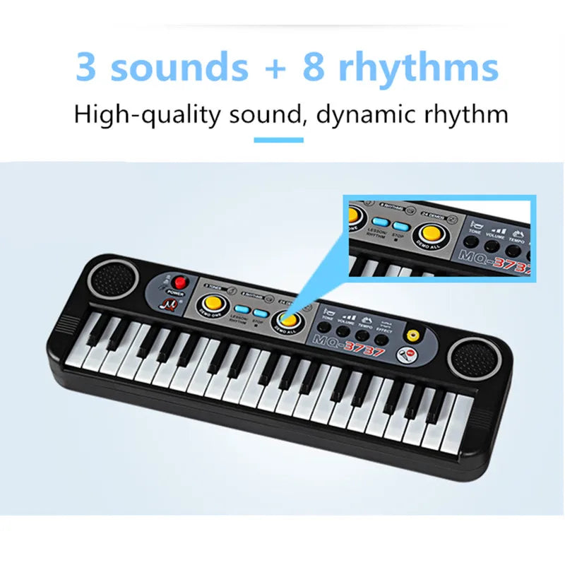 Mini 37-Key Kids Piano Keyboard with Microphone - Educational Musical Instrument for Children