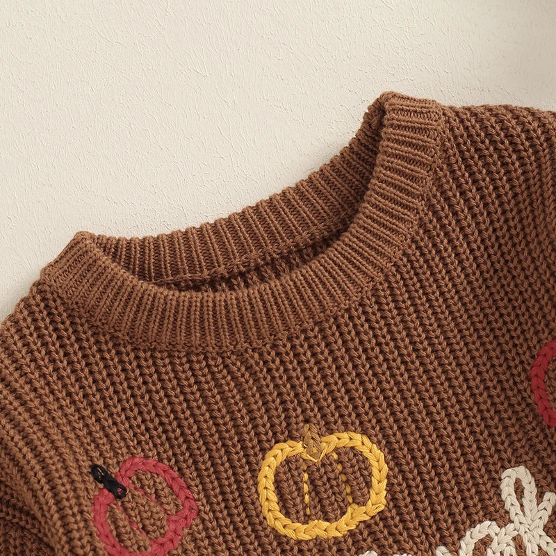 Adorable Pumpkin Print Sweater Romper for Babies - Long Sleeve Chunky Knit Halloween Outfit for Newborns and Infants