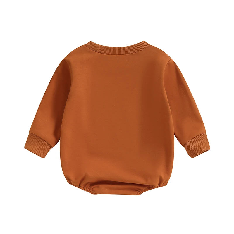 Adorable Infant Halloween Romper with Pumpkin Design - Long Sleeve Oversized Outfit for Baby Girls and Boys