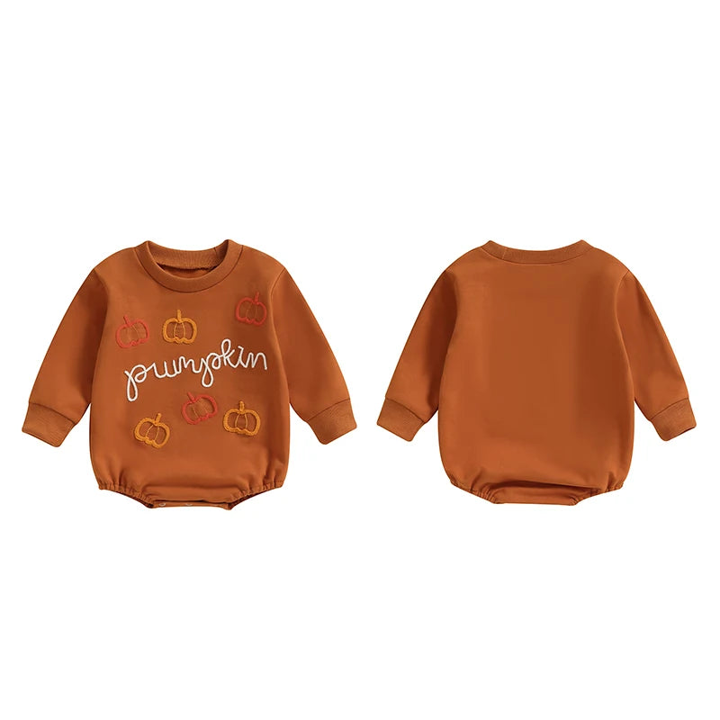 Adorable Infant Halloween Romper with Pumpkin Design - Long Sleeve Oversized Outfit for Baby Girls and Boys