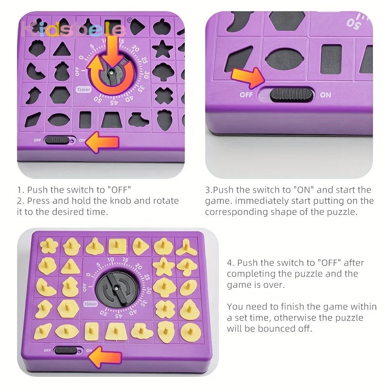 Shape Match Challenge: Timed Pop-Up Board Game for Kids - Enhancing Shape Recognition and Deductive Reasoning Skills