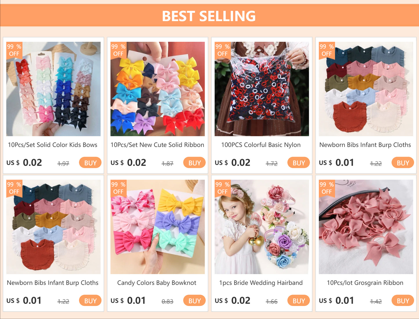 Set of 4 Handmade Solid Bowknot Hair Clips for Newborns and Kids - Nylon Infant Barrettes and Headwear Accessories