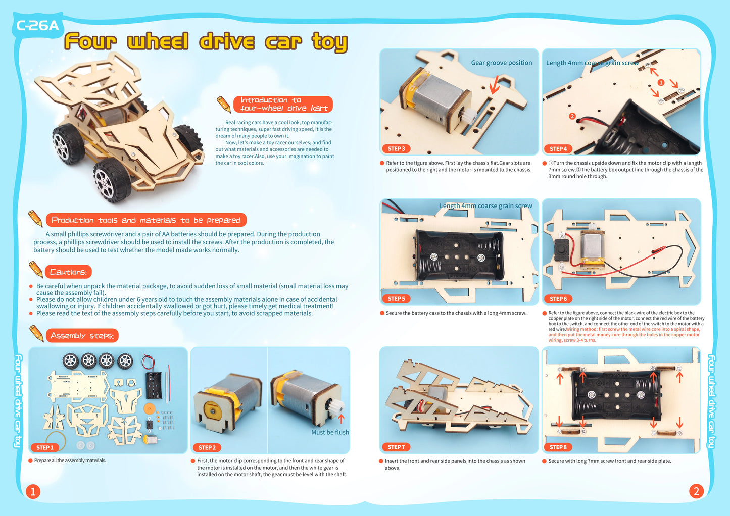 STEM-Focused DIY Wooden Car Model Kit for Kids - Engaging Educational Puzzle and Science Experiment Tool
