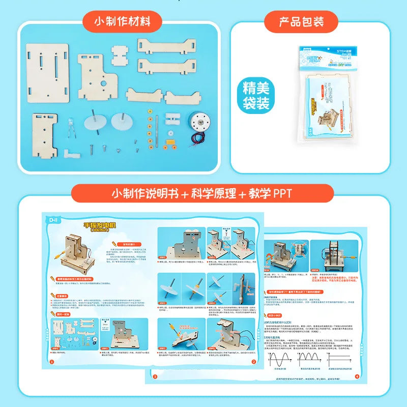 STEM Electric Hand Generator Kit - Educational Wooden Puzzle for Young Scientists