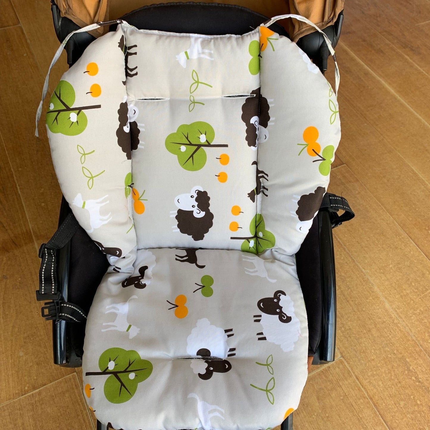 Soft and Thick Double-Sided Baby Stroller Seat Cushion for Highchairs and Shopping Carts - Breathable Kids Feeding Chair Accessory with Animal Pattern