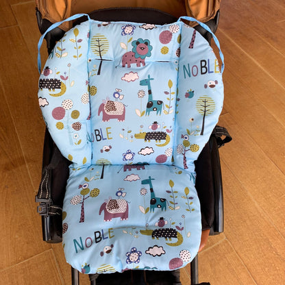 Soft and Thick Double-Sided Baby Stroller Seat Cushion for Highchairs and Shopping Carts - Breathable Kids Feeding Chair Accessory with Animal Pattern