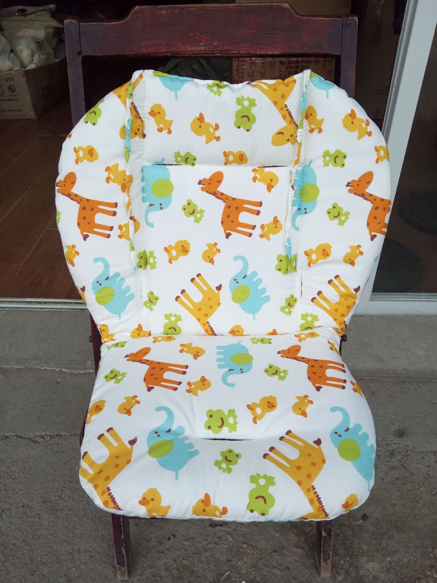 Soft and Thick Double-Sided Baby Stroller Seat Cushion for Highchairs and Shopping Carts - Breathable Kids Feeding Chair Accessory with Animal Pattern