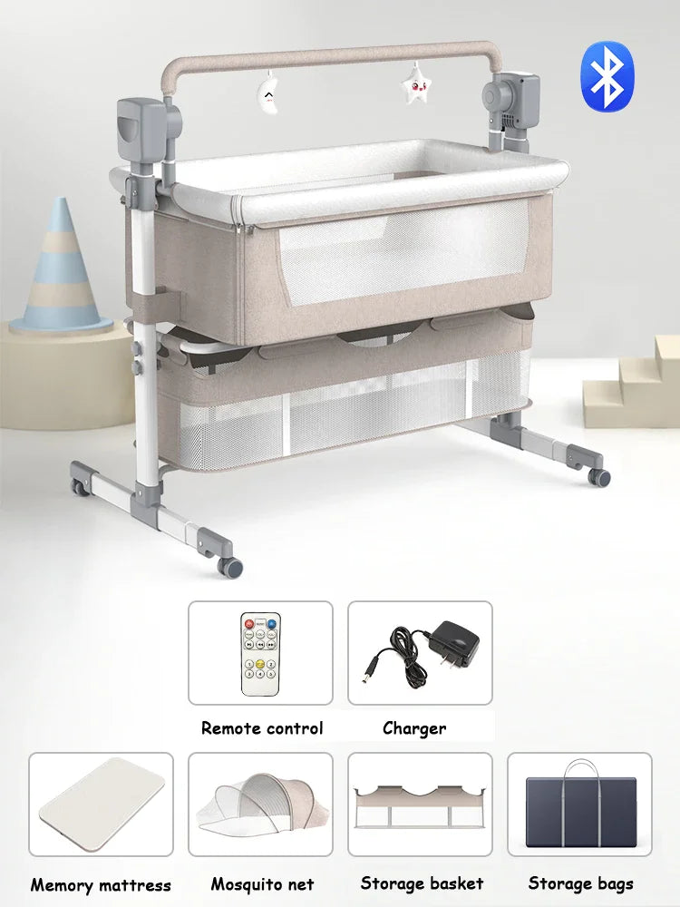 Versatile Baby Crib with Mosquito Net - Portable Electric Travel Bed and Cradle