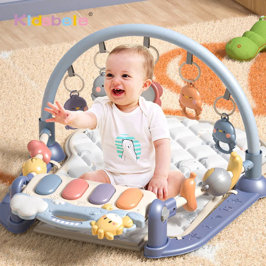 Interactive Baby Gym Play Mat with Piano, Musical Toys & Sensory Activities for Newborns (0-12 Months) - Perfect for Tummy Time and Crawling