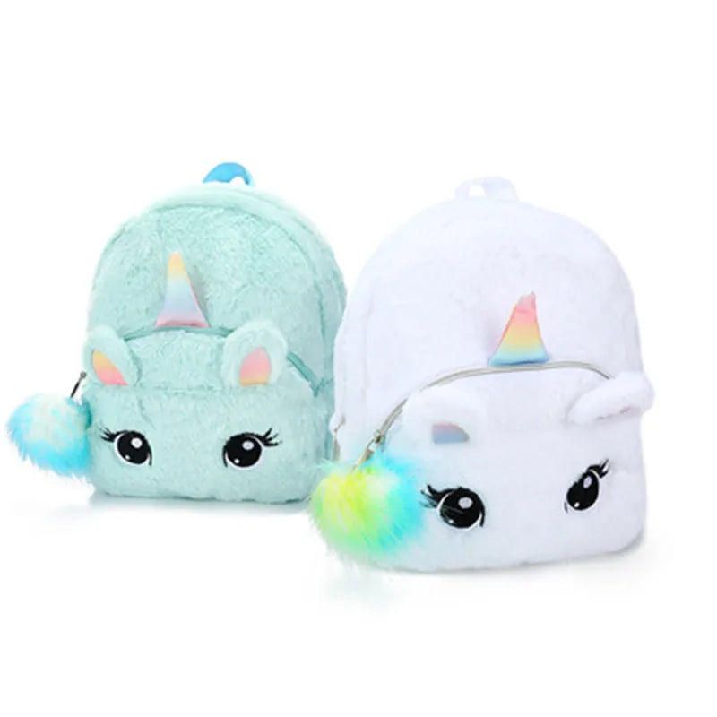 Adorable Plush Unicorn Backpack for Kids - Colorful Cartoon Animal School Bag for Girls