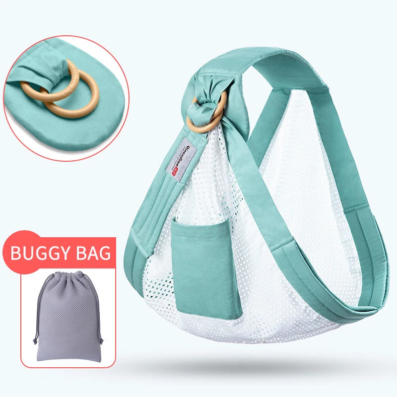 Ergonomic 0-36M Baby Carrier Sling Wrap - Dual Use Nursing Cover with Mesh Fabric for Breastfeeding and Infant Comfort