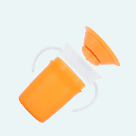 360 Degrees Rotated Baby Learning Drinking Cup with Double Handle Flip Lid Leakproof Infants Water Cups Bottle BPA Free with Lid