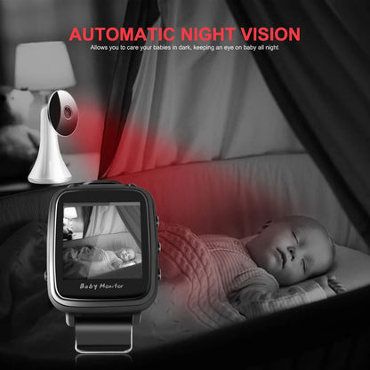 Portable 2.4GHz Wireless Video Baby Monitor with Smart Watch Design, Night Vision, Cry Alarm, and Temperature Sensor VB606