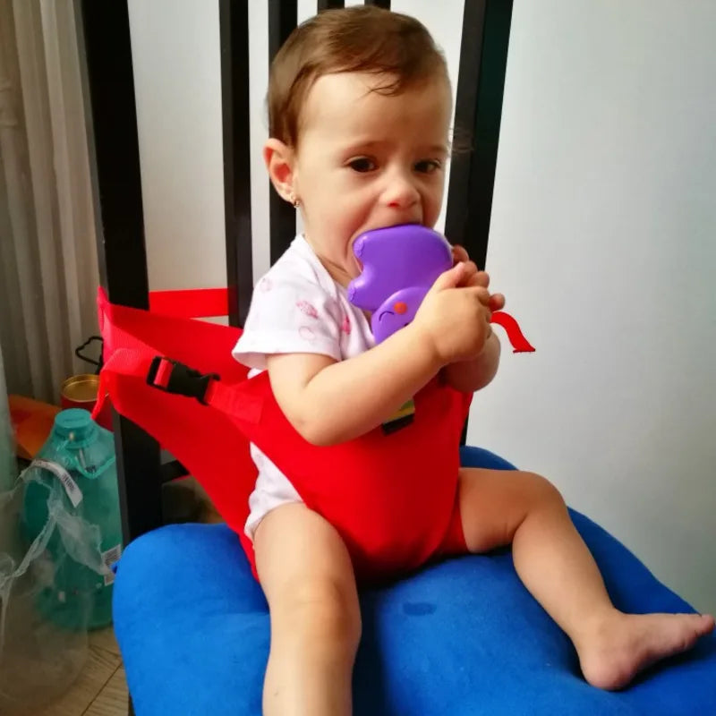 Foldable Soft Baby Dining Chair with Safety Harness - Washable Infant Seat Protector