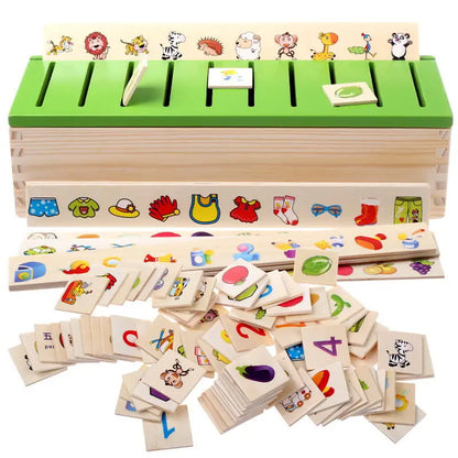Montessori Wooden Educational Toy Set for Kids - Animal & Nature Puzzle with Storage for Learning Fun