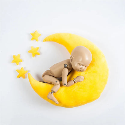 Newborn Milestone Photography Props - Moon & Star Pillow Set for 0-3 Month Baby Photoshoots