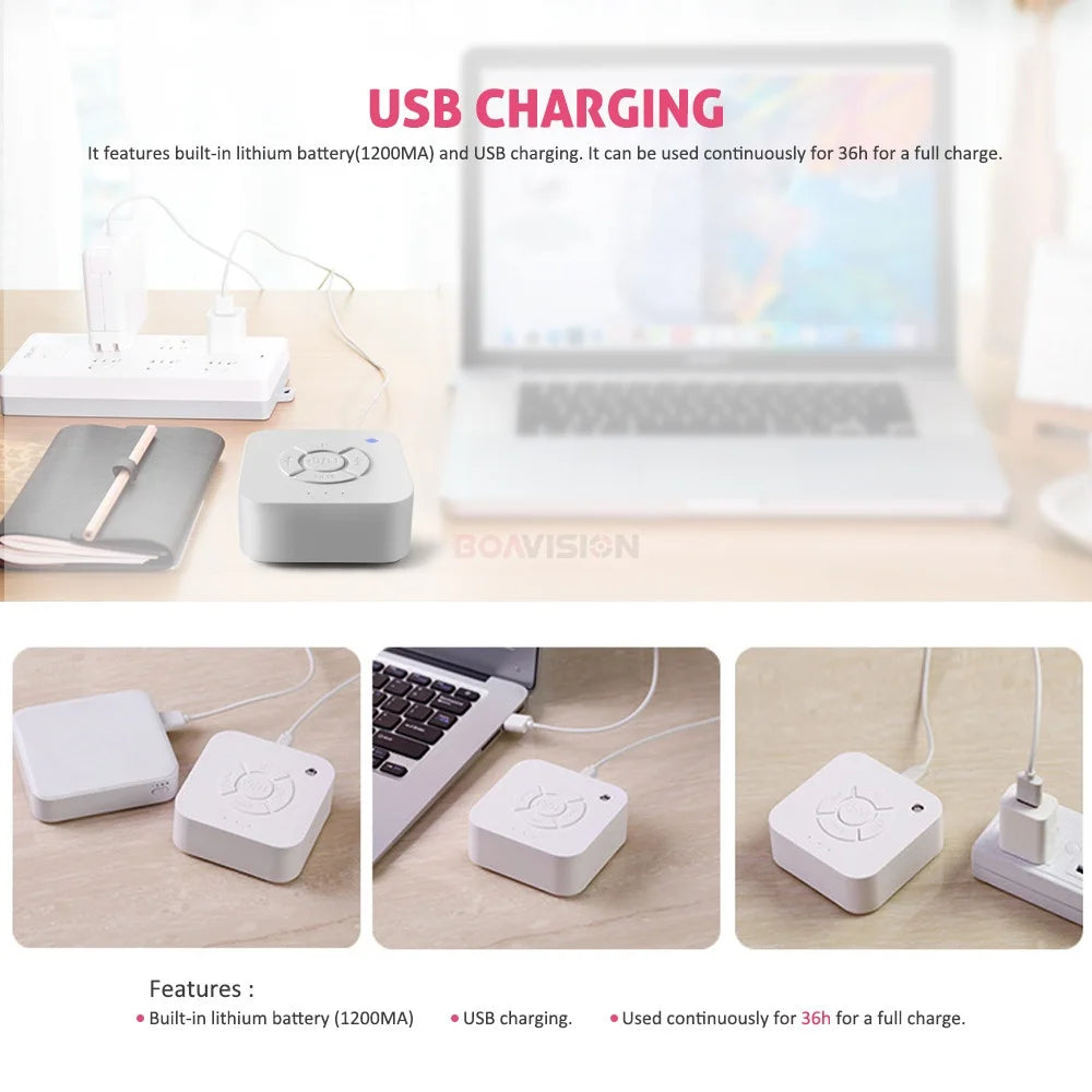 Portable White Noise Sleep Sound Machine with USB Rechargeable Battery and Automatic Shutdown Timer for Adults and Babies