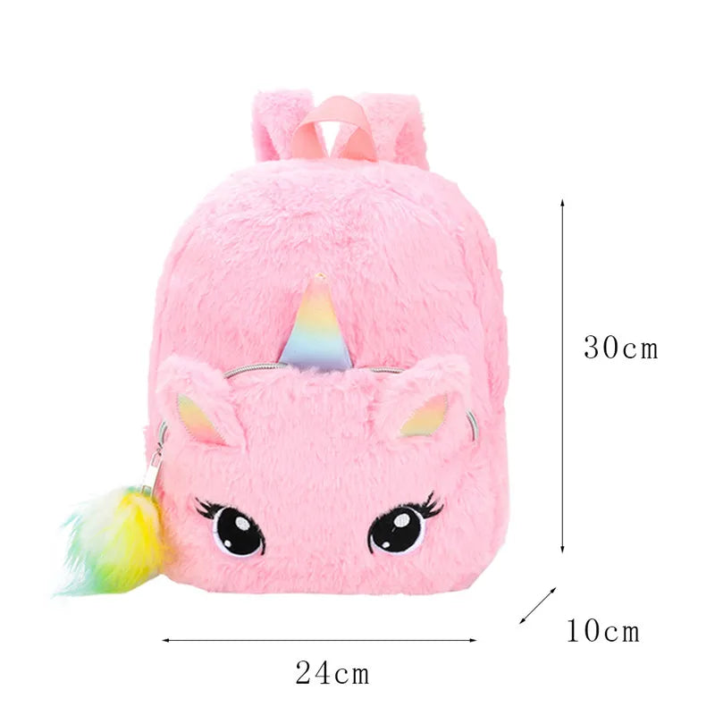 Adorable Plush Unicorn Backpack for Kids - Colorful Cartoon Animal School Bag for Girls