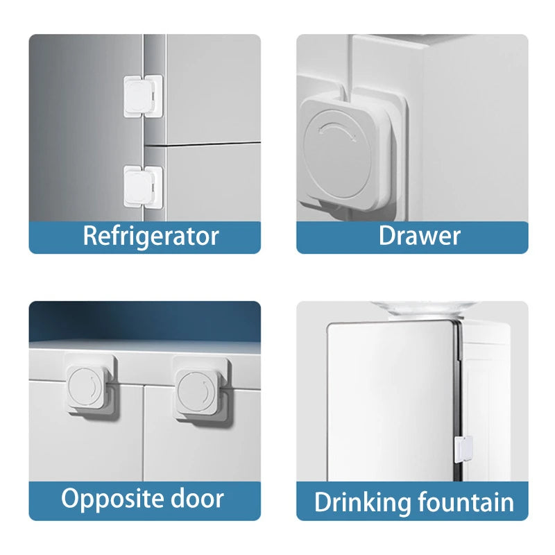 Childproof Refrigerator Lock for Baby Safety - Anti-Open Fridge and Freezer Door Lock with Multi-Functional Cabinet Buckle for Toddler Protection