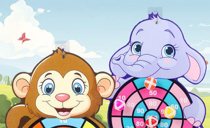 Animal Themed Sticky Ball Dart Board for Kids - Fun Outdoor Game for Ages 3-6