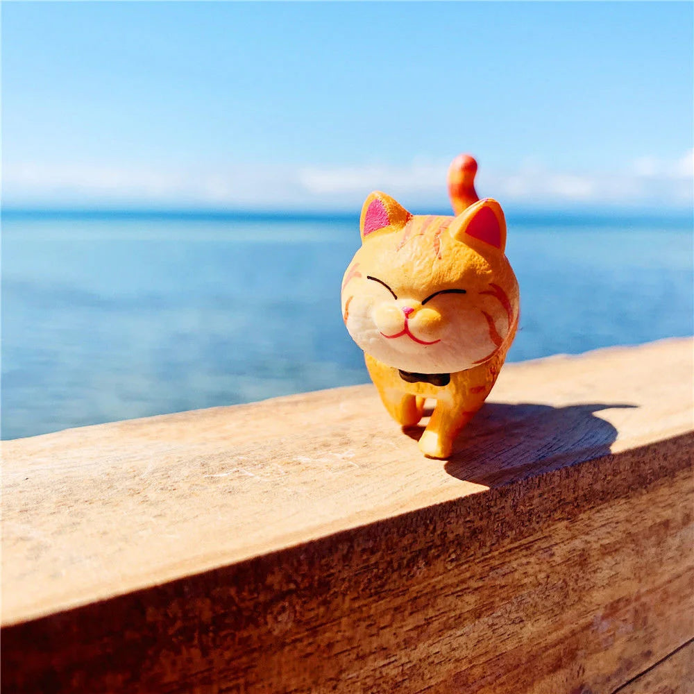 Charming 9-Piece Kawaii Cat Collectible Set - Adorable Anime Animal Figures for Home Decor and Gifts