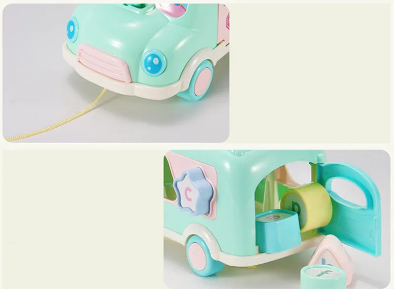 Multifunctional Musical Learning Bus Toy Set for Babies - 5-in-1 Educational Gift for Toddlers