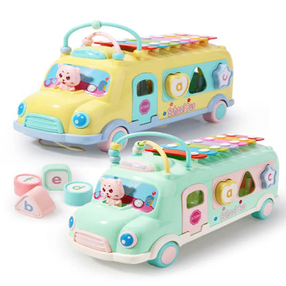 Multifunctional Musical Learning Bus Toy Set for Babies - 5-in-1 Educational Gift for Toddlers