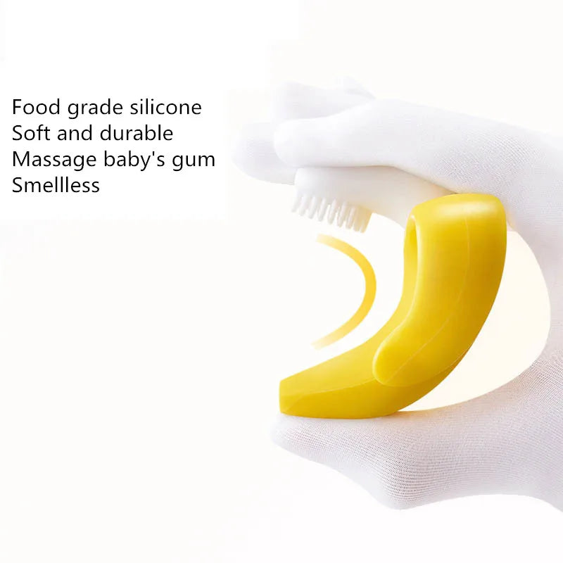 Silicone Banana Teething Toothbrush for Babies - Safe, Non-Toxic Chew Toy and Oral Care Gift
