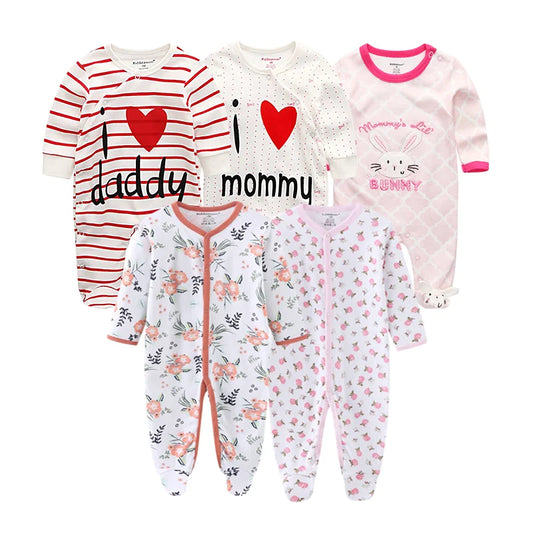 5-Piece Winter Outfit Set for Baby Boys and Girls - Long Sleeve Rompers and Casual Clothing for Toddlers