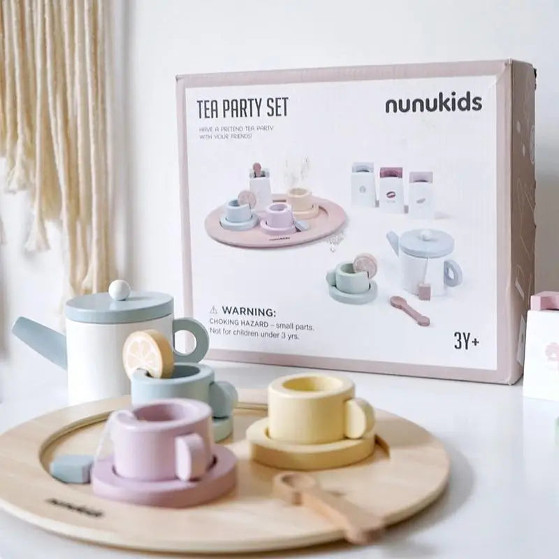 Wooden Pretend Play Afternoon Tea Sets Food Kitchen Toys Children Role Play Imitation Game Early Educational Toys for Girls Boy