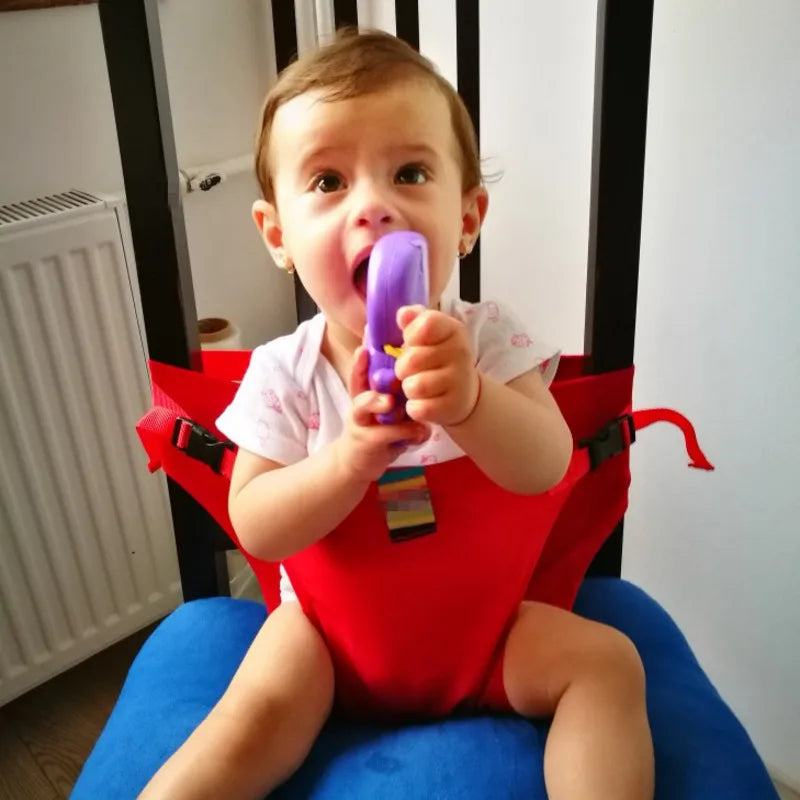 Foldable Soft Baby Dining Chair with Safety Harness - Washable Infant Seat Protector