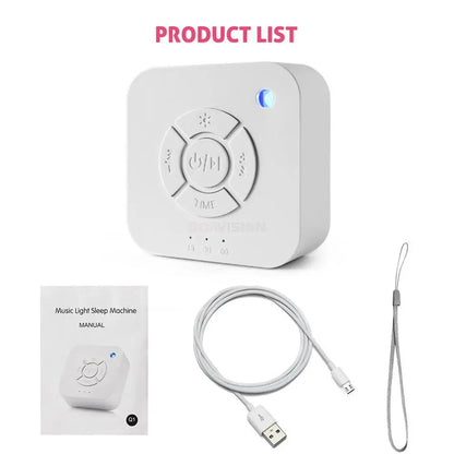 Portable White Noise Sleep Sound Machine with USB Rechargeable Battery and Automatic Shutdown Timer for Adults and Babies