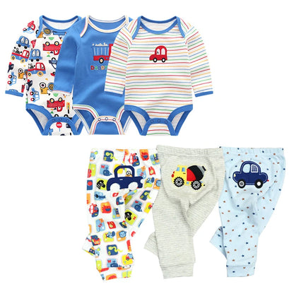 2022 Cotton Baby Bodysuits Set - 6PCS Long Sleeve Jumpsuits for Boys & Girls, Toddler Outfit Collection