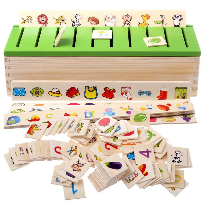 Montessori Wooden Educational Toy Set for Kids - Animal & Nature Puzzle with Storage for Learning Fun