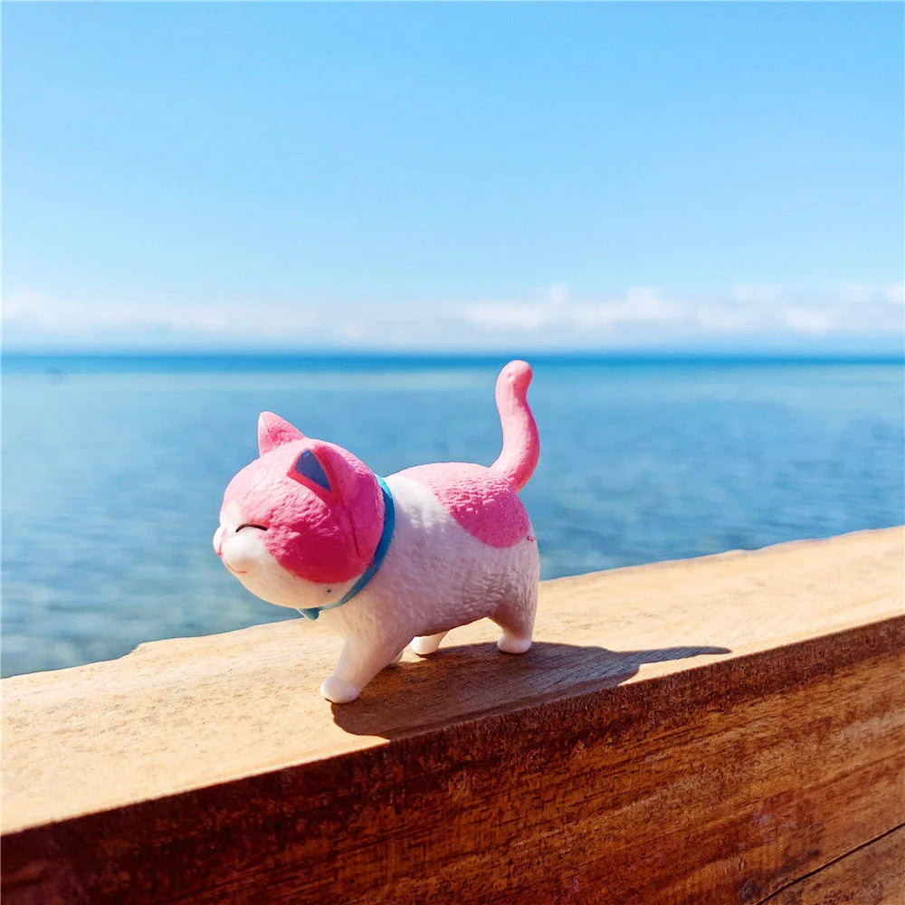 Charming 9-Piece Kawaii Cat Collectible Set - Adorable Anime Animal Figures for Home Decor and Gifts