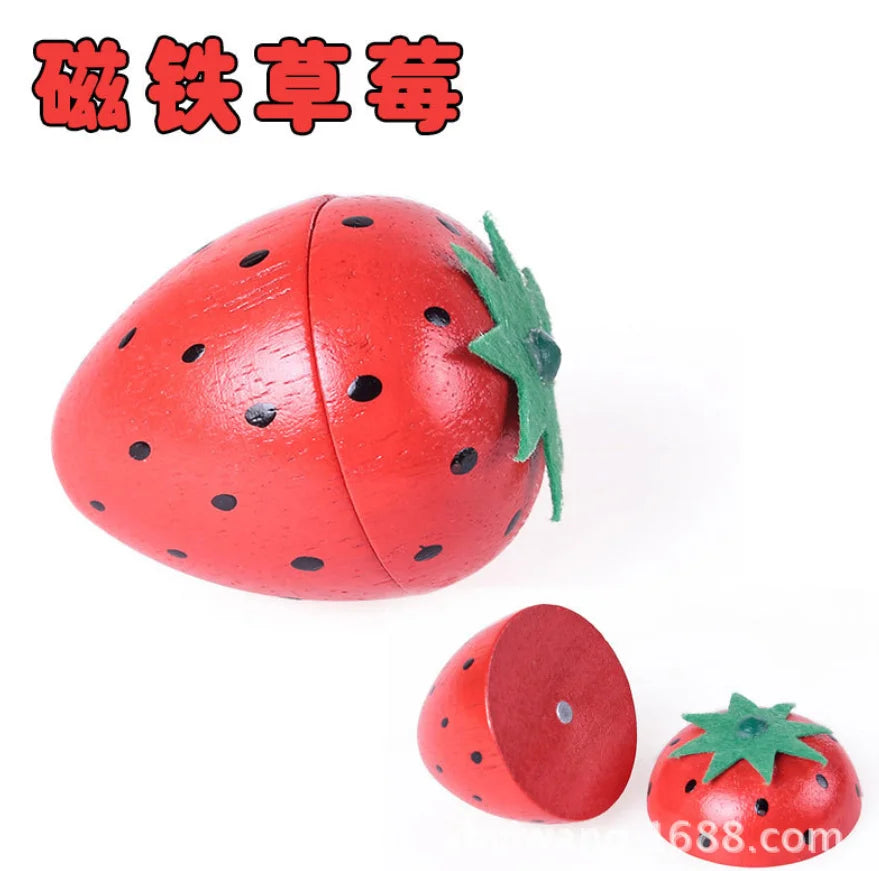 Wooden Magnetic Fruit and Vegetable Playset - Educational Kitchen Toy for Kids
