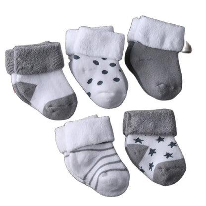 Adorable 5-Pair Cotton Socks for Newborns and Toddlers – Soft and Comfortable Winter-Spring Style