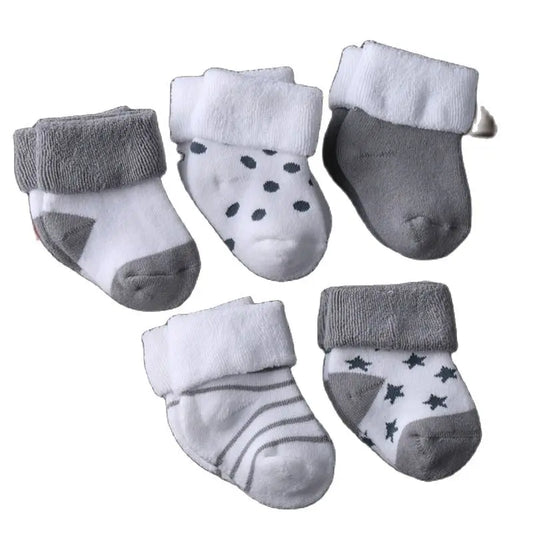 Adorable 5-Pair Cotton Socks for Newborns and Toddlers – Soft and Comfortable Winter-Spring Style